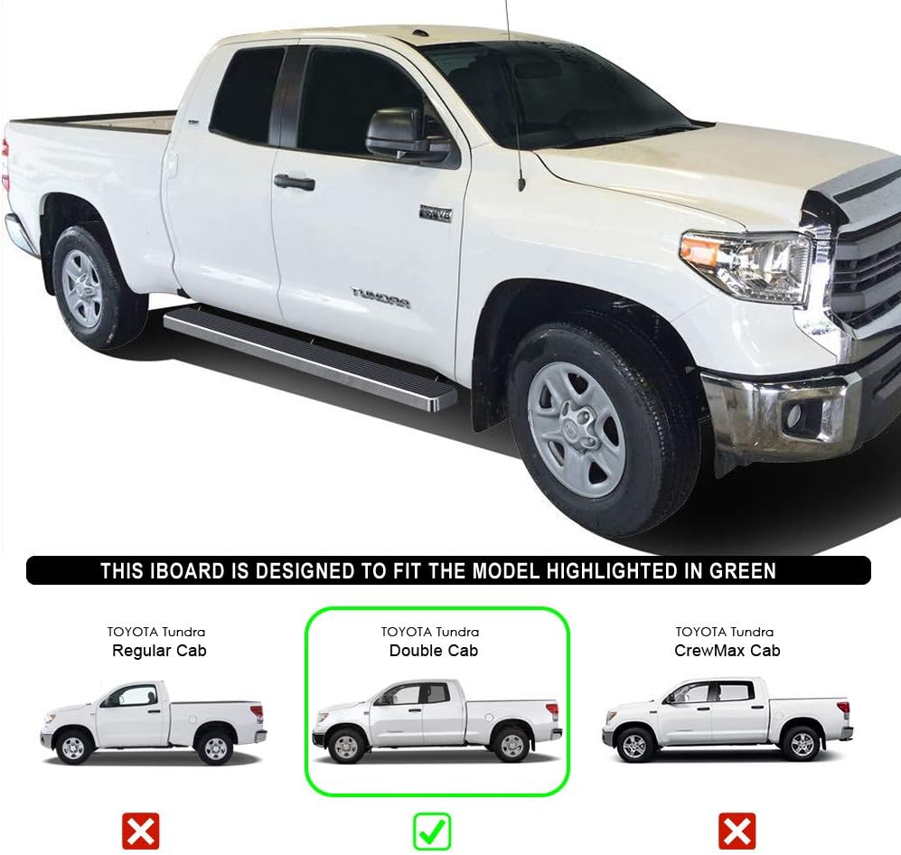HD Ridez Stainless Steel Running Board Side Step Bars 6" Polished Compatible with Toyota Tundra 2007-2021 Double Cab (Nerf Bar Side Steps Side Bars)