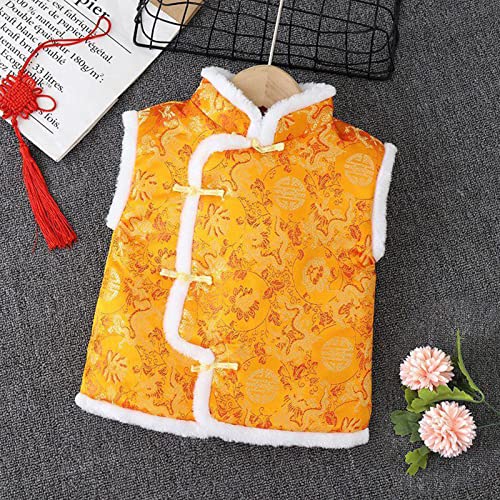 Toddler Kids Fleece Vest Coat Chinese Calendar New Year Sleeveless Traditional Tang Suit Linking Children's Padded Coat2