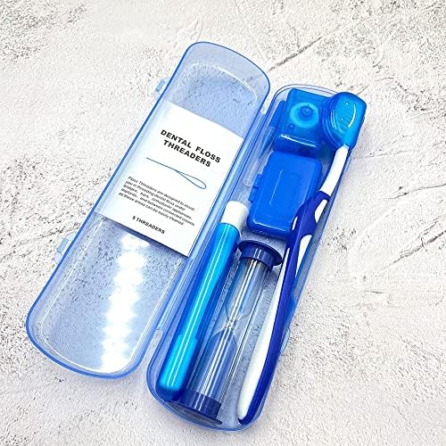 ZKSMNB Orthodontic Care Kit, Braces Kit, Portable Orthodontic Cleaning Kit, V-Brush Oral Mirror Interdental Brush Dental Floss Dental Wax Oral Care Travel 8-Piece Set (Blue)