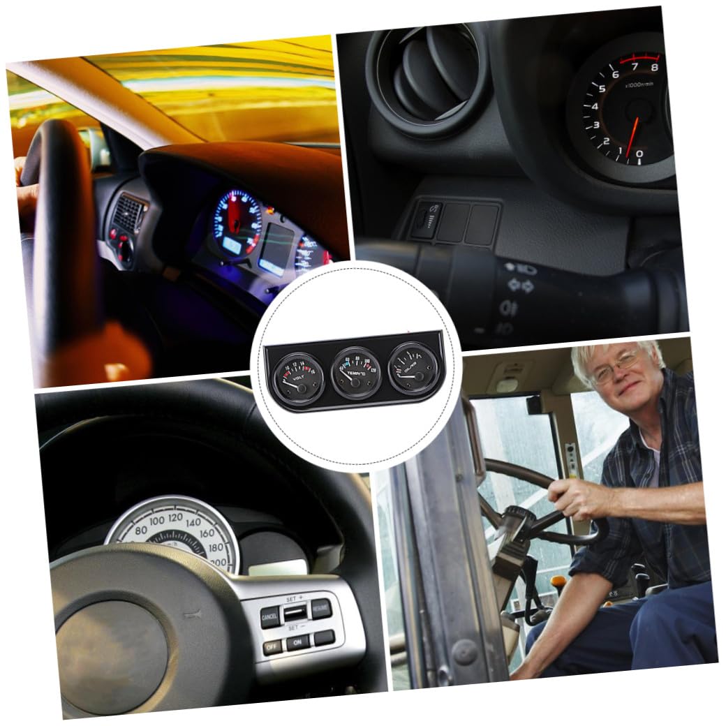 OUNONA 3-in-1 Car Gauge Kit 52mm Oil Water Pressure Sensors Easy to Read Display for Vehicles