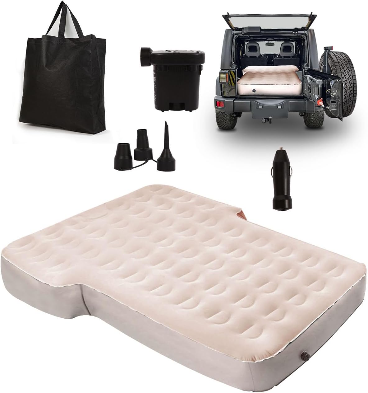 MIROZO Air Mattress Camping Bed 10inch Ultra Thick for SUV, Air Mattress for Jeep JK JL JKU JLU Unlimited 4 Door Ford Bronco 2021 2022 Subaru Forester 1998-2023 Toyota 4runner（Beige）