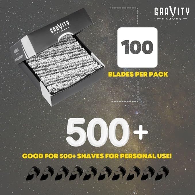 Image of Gravity Razors Premium Single Edge Razor Blades - Swedish Steel Razor Blades for Safety Razors and Straight Edge Razors, by GRAVITY RAZORS (100 Count, 2-Pack)