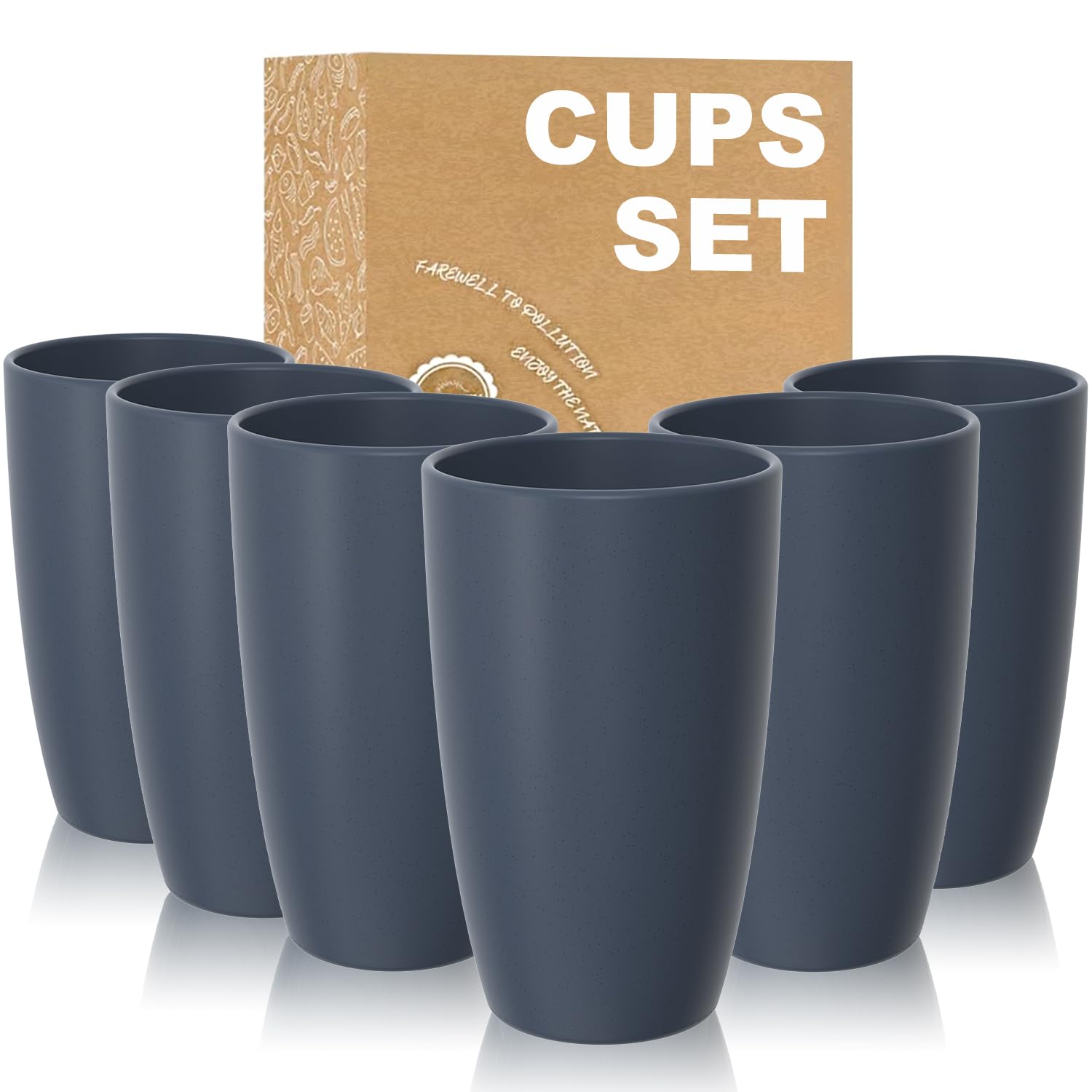 Wrova Drinking Glasses | Set of 6 Plastic Cups | 750 ML Large Capacity Plastic Tumbler Glasses, Dishwasher Safe Plastic Tumbler for Kitchen, Camping and Dorm - Blue