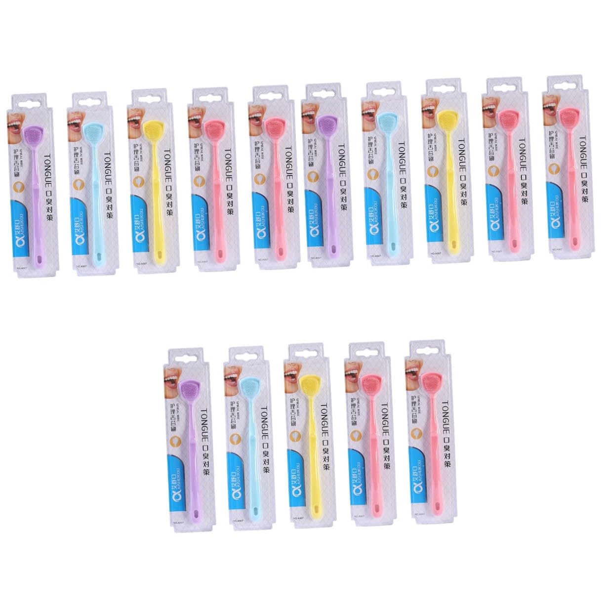FRCOLOR 15 Pz pulisci-lingua raschietto per lingua in silicone accessori per la pulizia tongue scraper raschietto lingua comodo strumento per la pulizia della lingua spazzola per la lingua