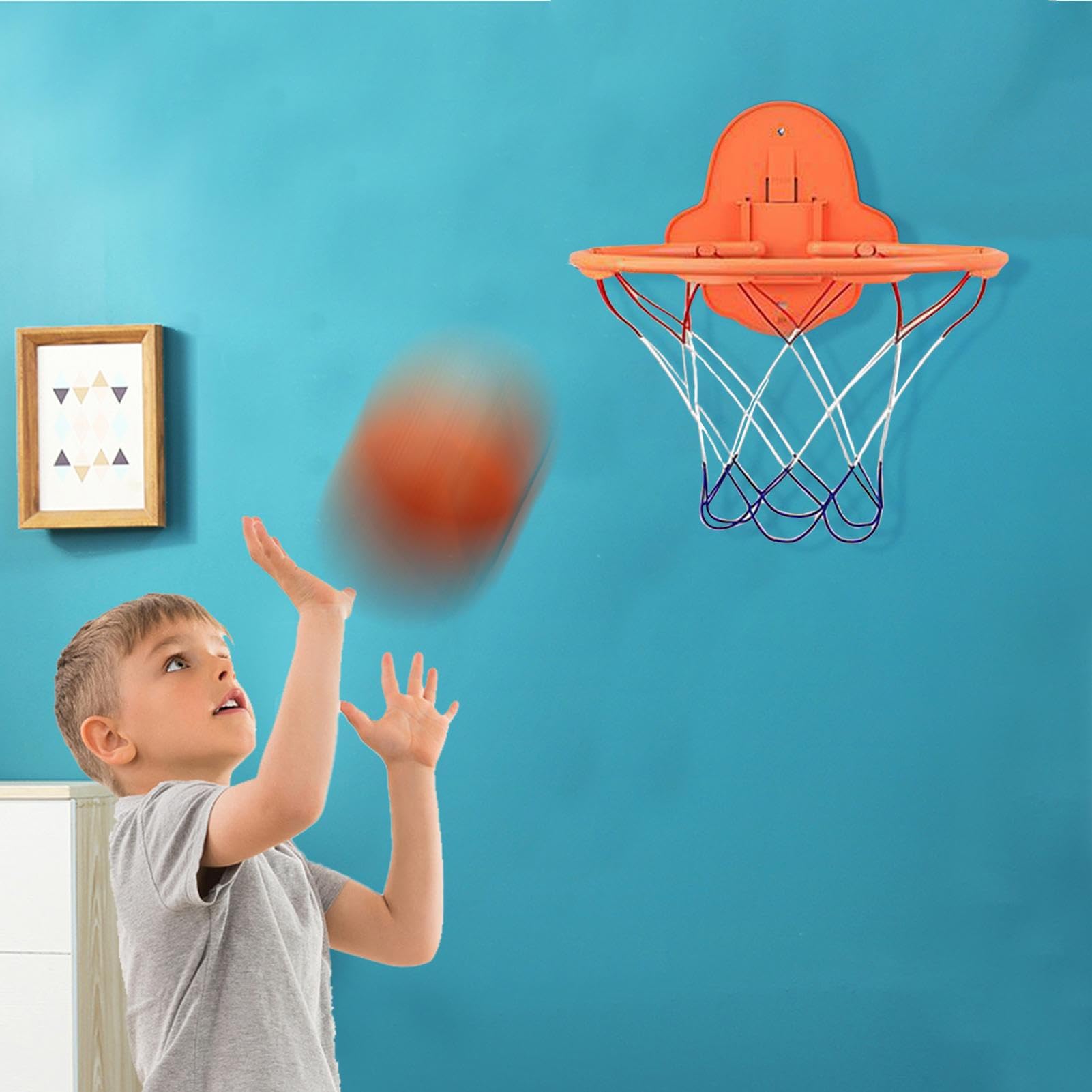 Generico Basketball Hoop - 32cm Dribbling Silent Basketball Training Hoop - Wall-Mounted Outdoor Toys with Sticky Backing for Adults, Kids