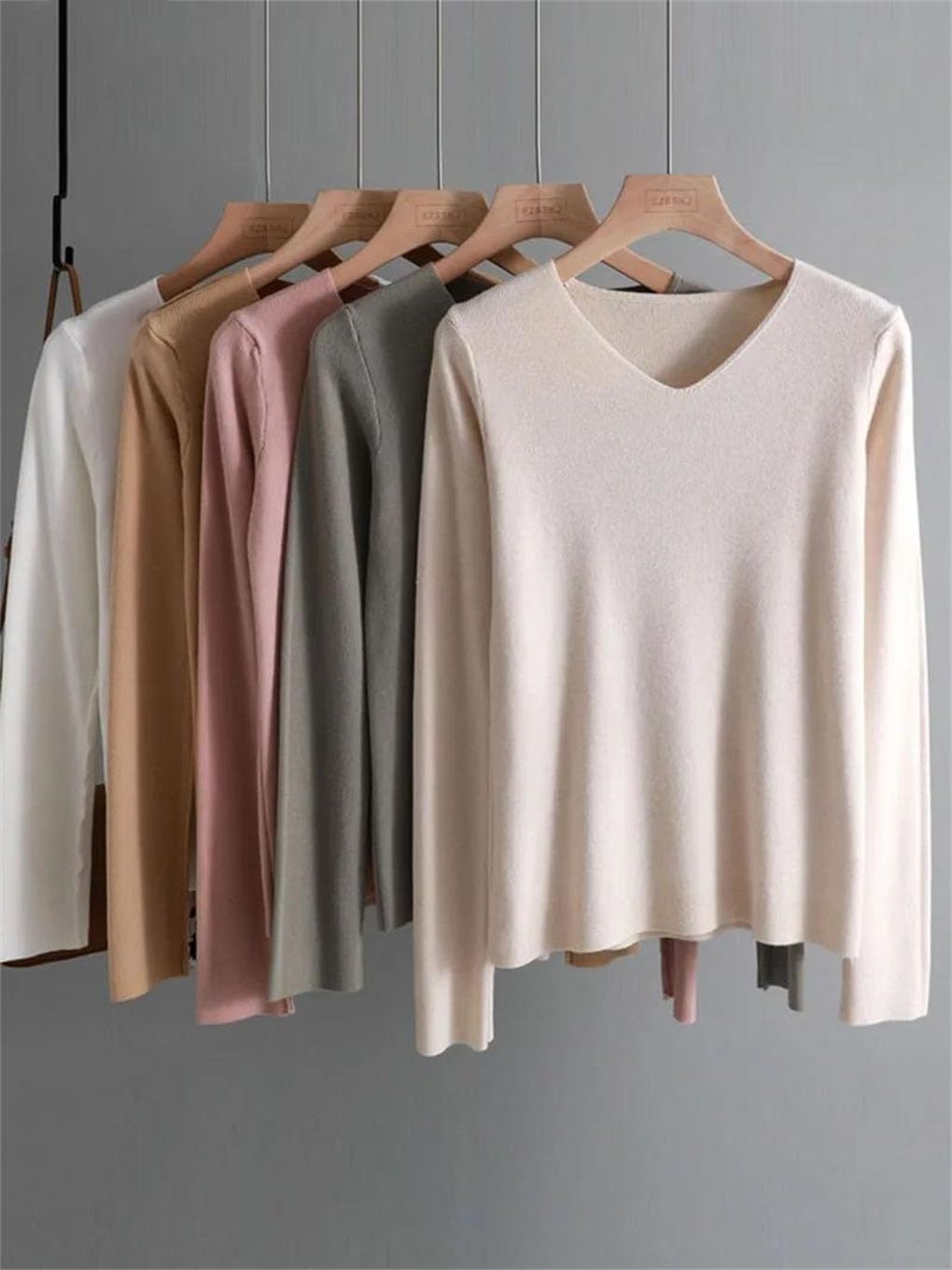 Maglione invernale casual pullover per le donne con scollo a V solido maglia sottile manica lunga maglioni caldi