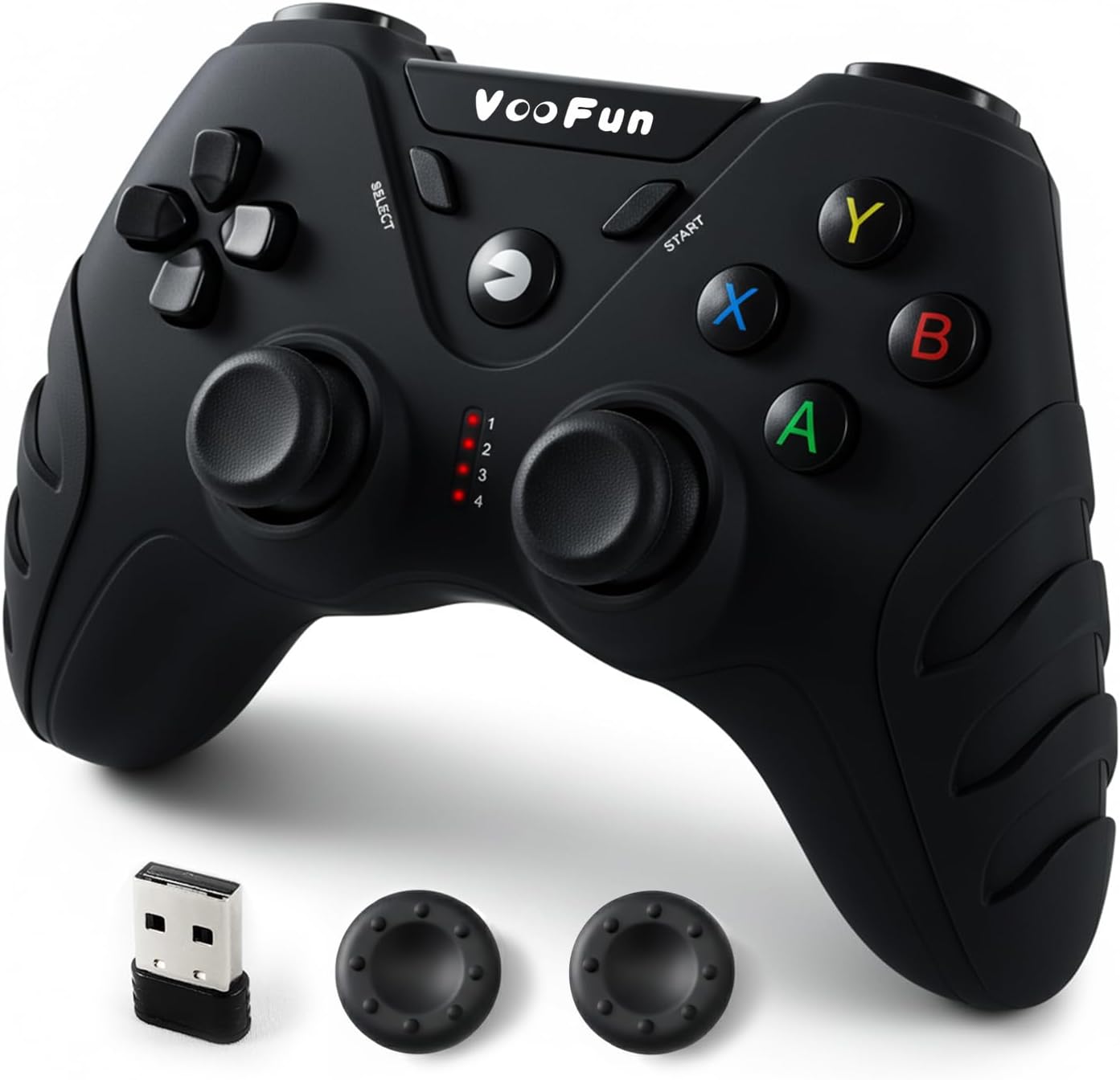 VooFun Controller PC Wireless con Hall Joysticks, 2,4G Controller PS3 Joystick PC con Doppia Vibrazione, Gaming Gamepad per PS3, Windows 7/8/10/11, Steam, Laptop, Raspberry Pi, Android TV, TV Box