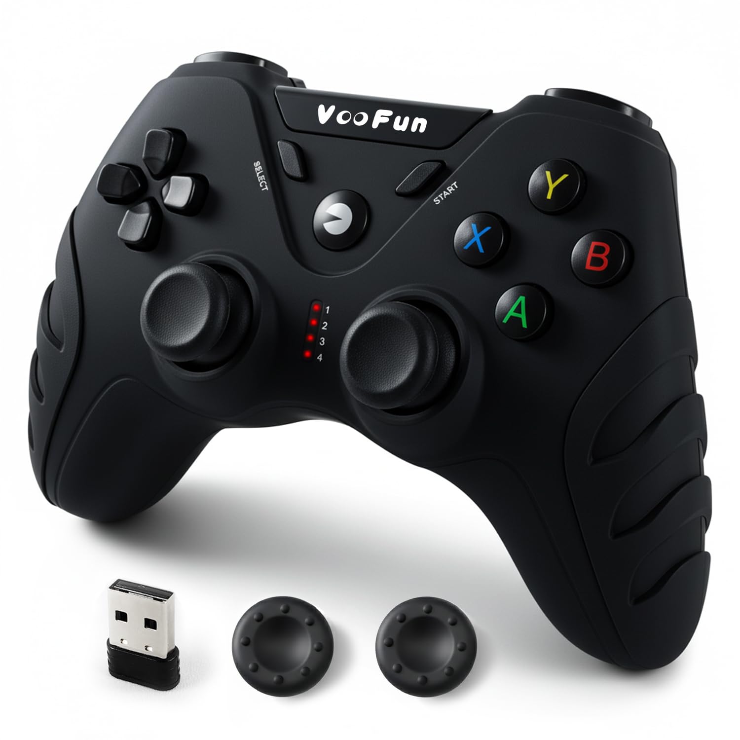 VooFun Controller PC Wireless con Hall Joysticks, 2,4G Controller PS3 Joystick PC con Doppia Vibrazione, Gaming Gamepad per PS3, Windows 7/8/10/11, Steam, Laptop, Raspberry Pi, Android TV