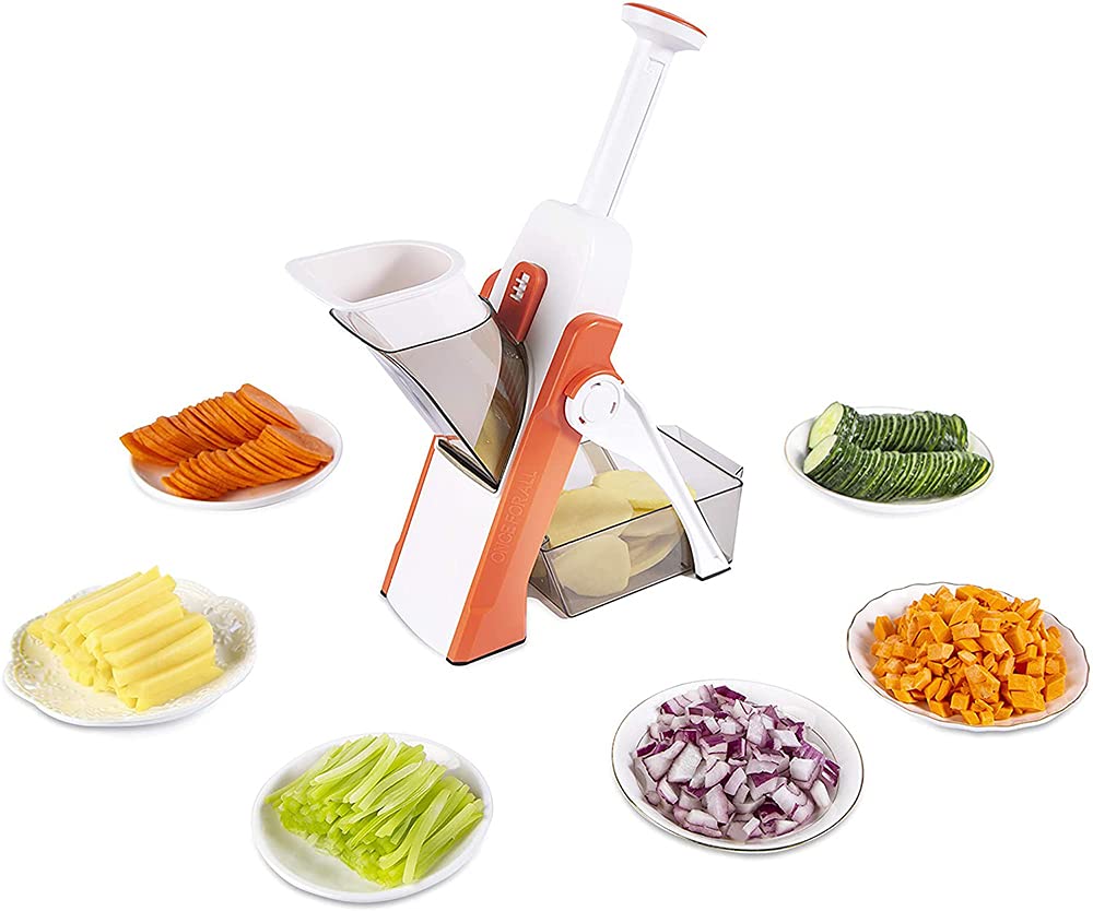 Goodern 5 In 1Multifunctional Vegetable Cutter,Mandoline Vegetable Slicer,AdjUStable Thickness Potato Onion Chopper,Safe Upright Dicer Fruit,Slicer Food Kitchen Tools,