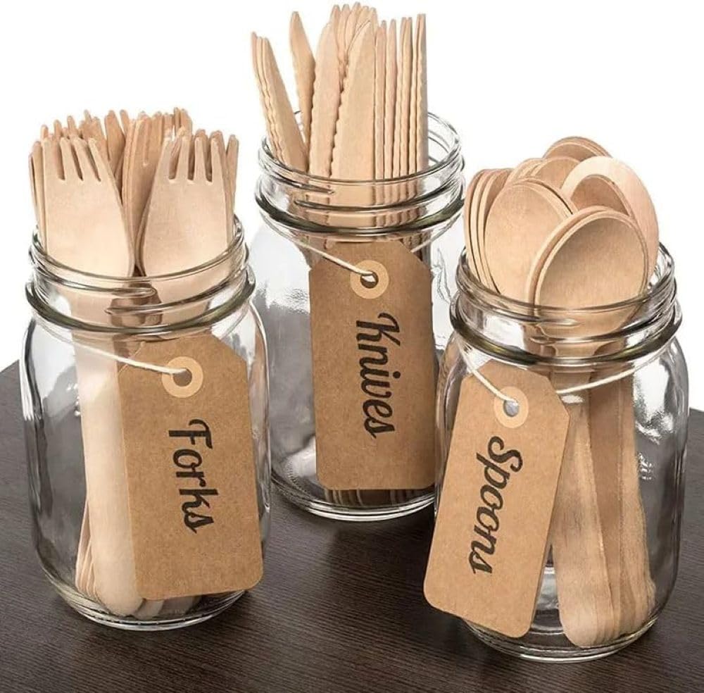 HOT BARGAINS 100 x Wooden Spoon 16cm | Disposable Cutlery Set | Biodegradable, Compostable & Plastic-Free Utensils | Ideal for Wedding, Party, BBQ, Picnic, Catering & Event Use (100pcs X Spoon)