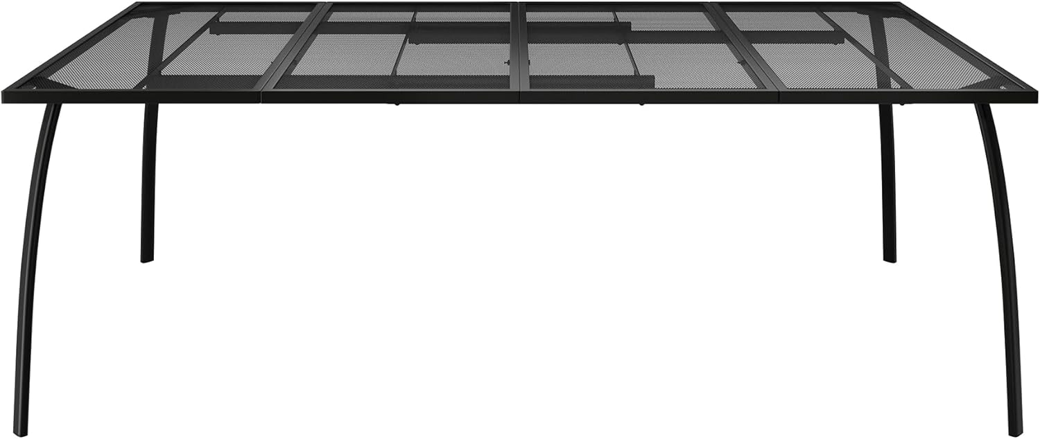 MONDAWE 78“x39” Outdoor Dining Table, All Weather Steel Mesh Patio Table, Rust-Resistant Metal Bar Table for Backyard, Garden, Poolside, Balcony, Deck, Porch, Black