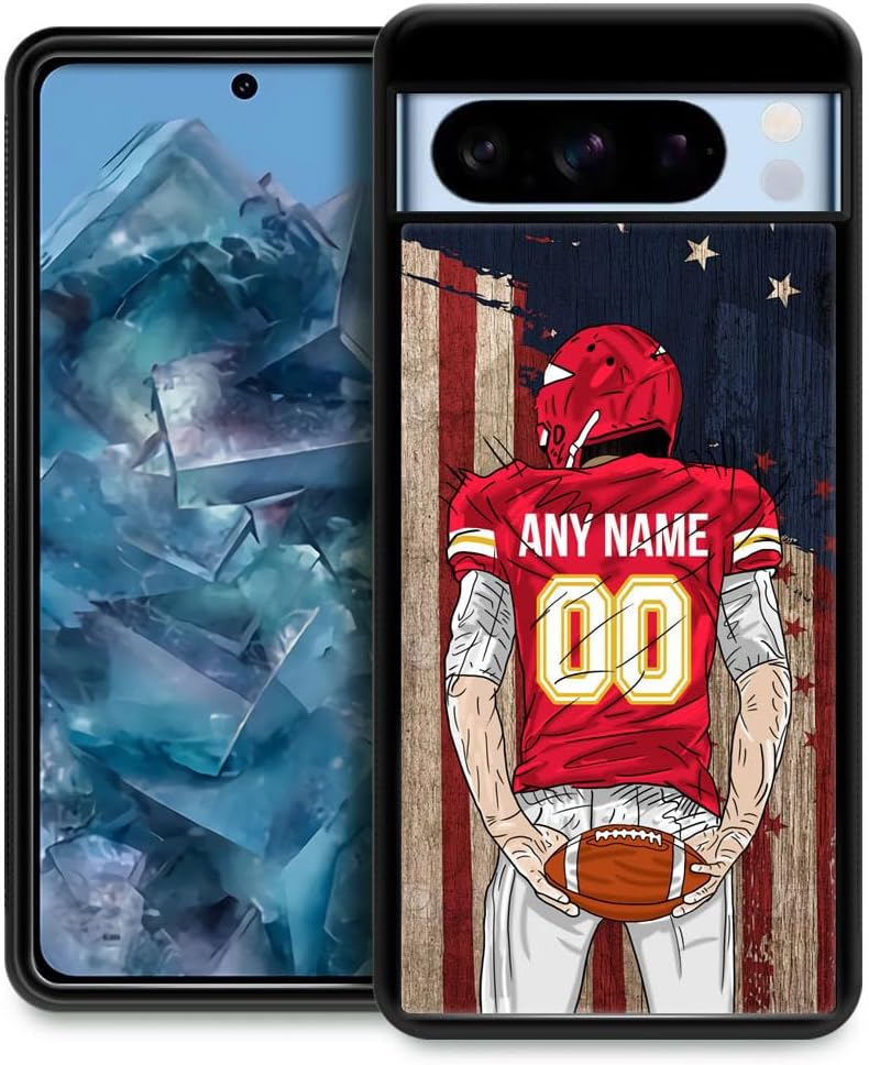 DAIZAG Custom Name&Number Football Sports Jersey Phone Case, Customized Fans Gift Phone Case for Google Pixel 9 8 7 6 Pro 5 4 A/XL (Kansas City)