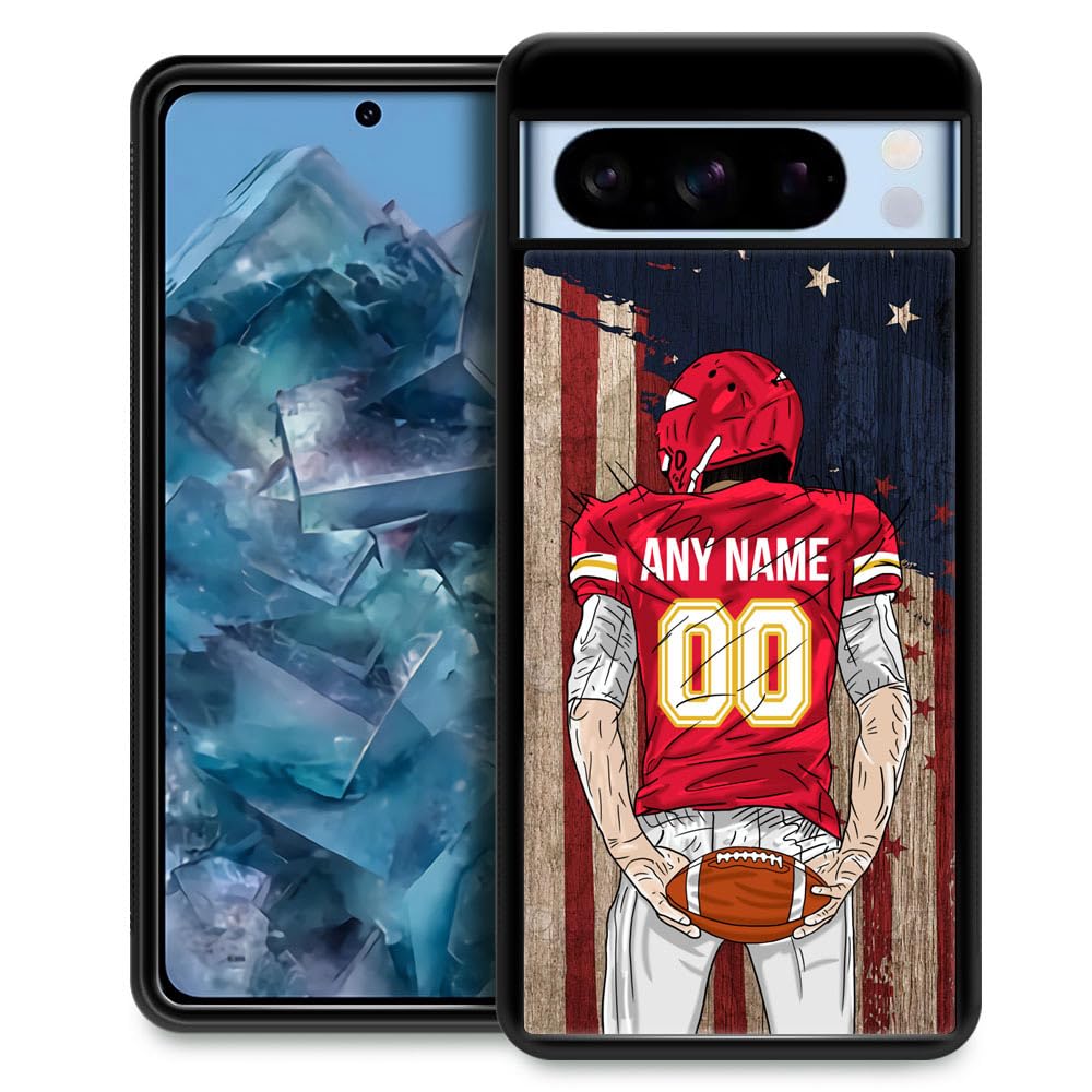 DAIZAG Custom Name&Number Football Sports Jersey Phone Case, Customized Fans Gift Phone Case for Google Pixel 9 8 7 6 Pro 5 4 A/XL (Kansas City)