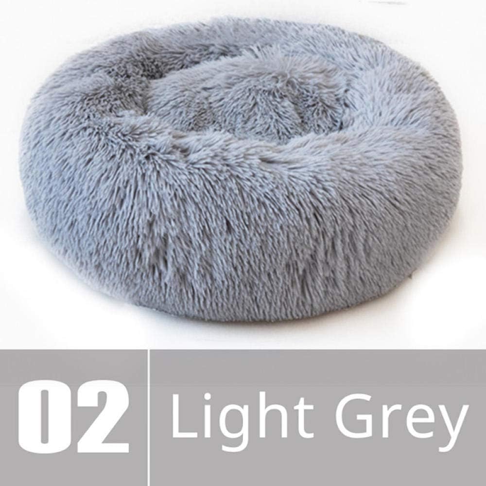 Pet Bed Light Grey Cat Bed Round Long Plush Super Soft Pet Bed Winter Warm Sleeping Bag For Dogs Puppy Nest Cat Mat 1Pcs Xs 40Cm
