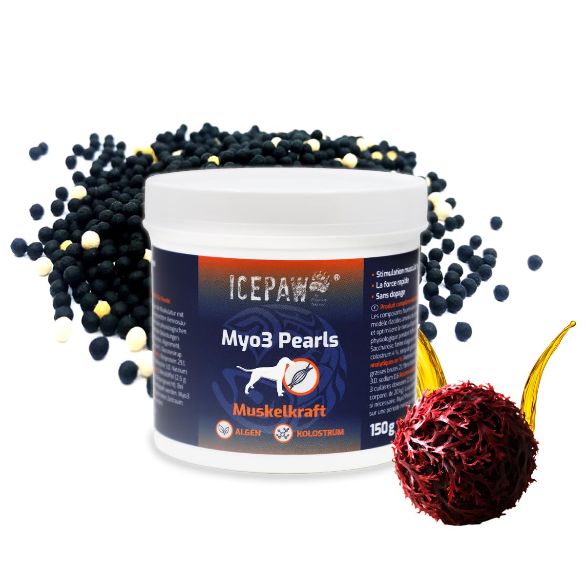 ICEPAW Myo3 Pearls -Muskelaufbau bei Hunden, besonders für Turnierhunde geeignet 1 x 150g