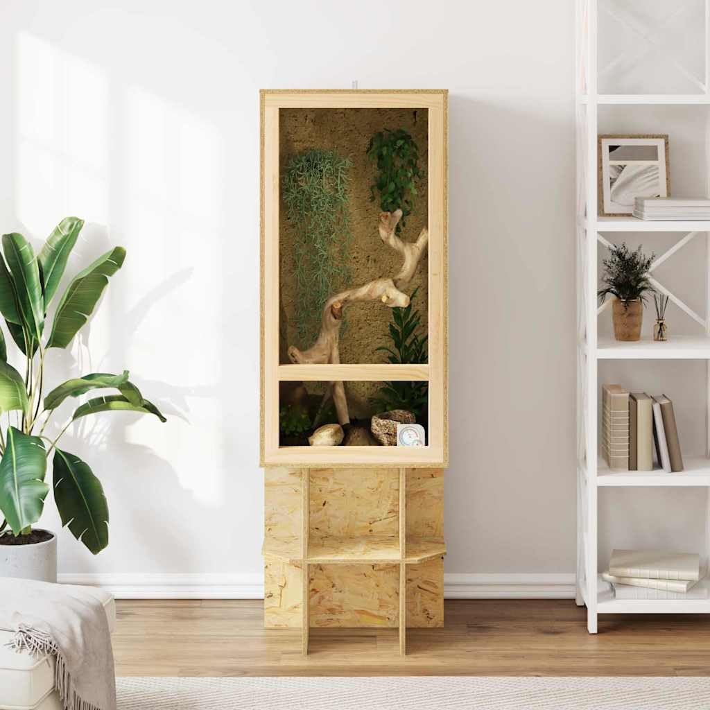 Terrarium aus Holz, Terrarium Futterbox für Reptilien, Amphibien, Braun, 50 x 50 x 100 cm, OSB