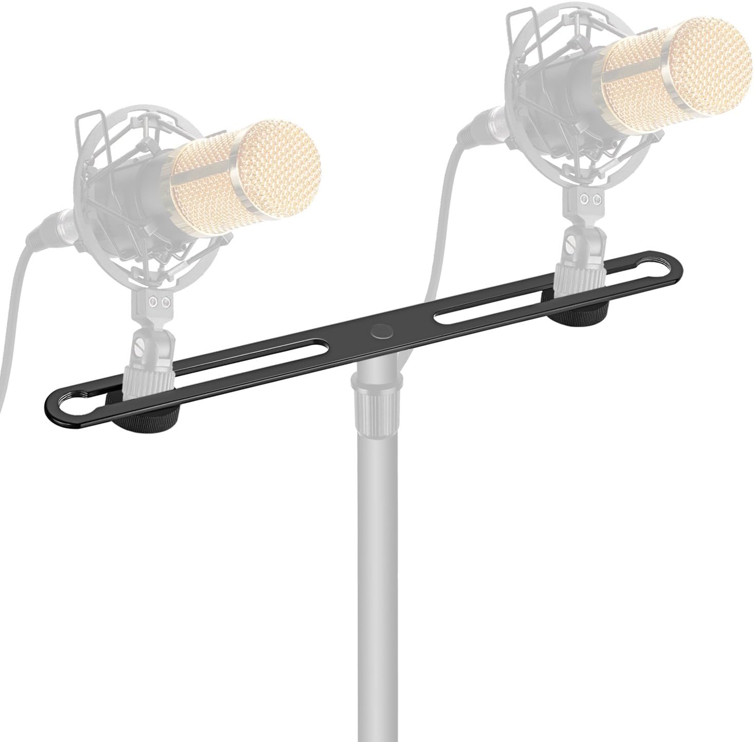 Neewer Adjustable Microphone Bar Zinc Alloy Construction with 5/8-inch Screws for Holding 2 Mics or Boom Arms, Shock Mounts in Vocal Recording Broadcasting and Press Conference