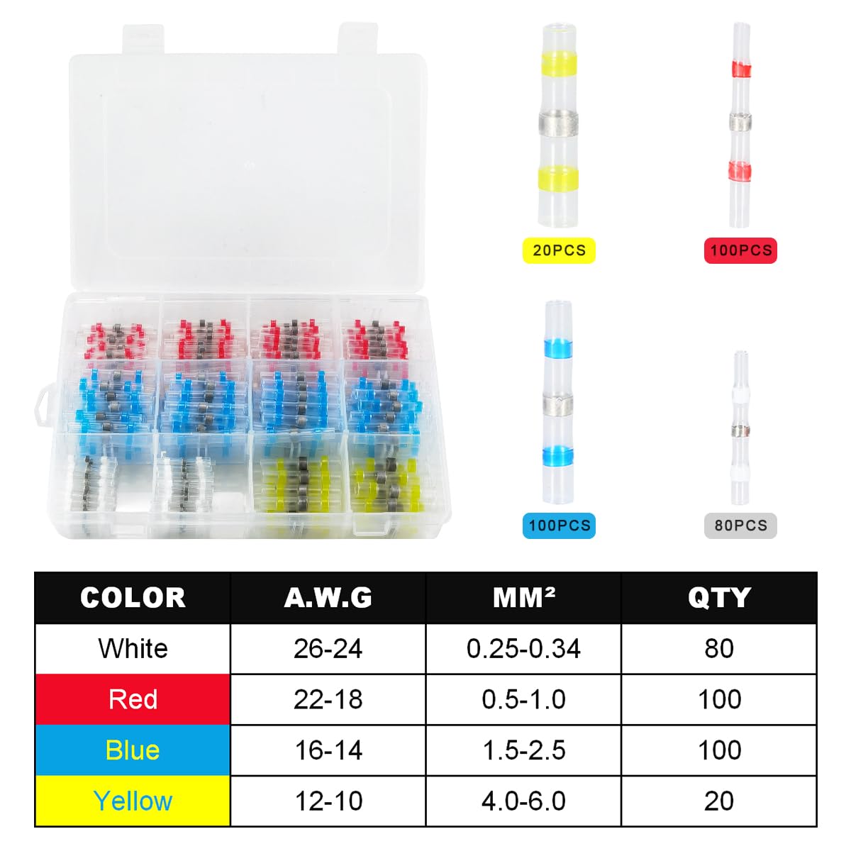 Lotto 7 Set Connettori Per Saldatura - Assortimento Di Vari Connettori In Quantità 25, 50, 75 O 100 Pezzi Connettori Per Progetti Elettronici - Foto 10