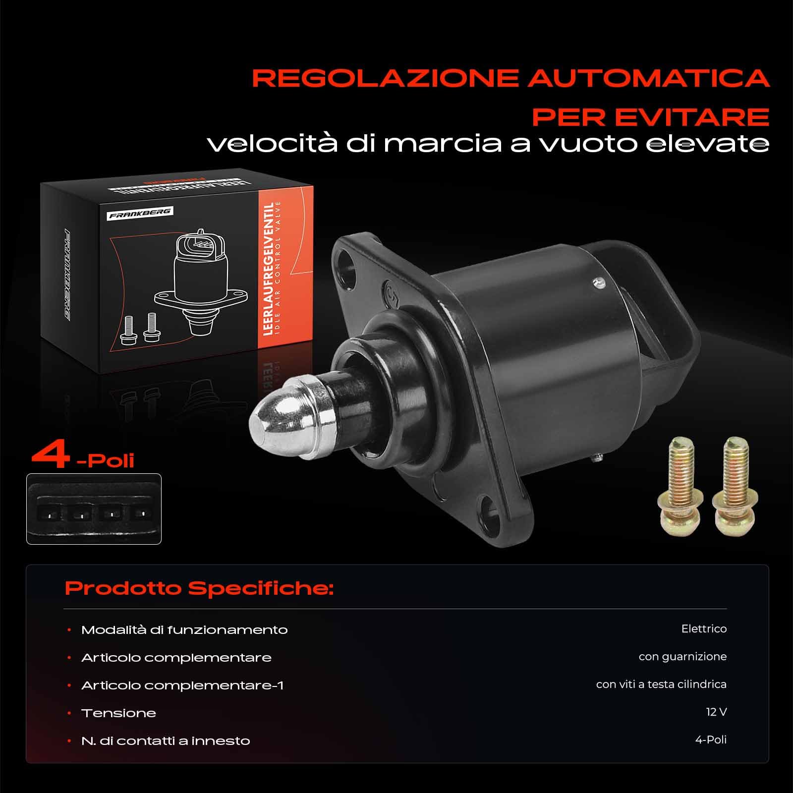 Frankberg Valvola di regolazione del Minimo Compatibile con Cinquecento 170 141 Furgone/Compatto 141 Punto 176 Seicento/600 187 Uno 146 158 Y 840 Y10 156 Replace# 9945035