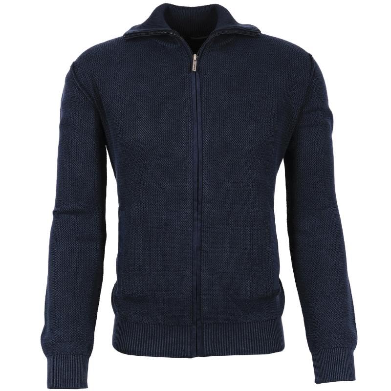 Veste en tricot pour homme Monte Carlo bleu jean en coton structuré