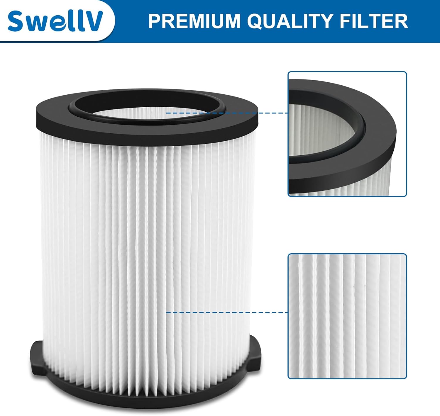 VF4000 Replacement Filter, Compatible with Standard Wet/Dry Vac Filter Vf4000, Vacs Wet Dry 5-20, 6-9 Gal Husky Vacuum,Replacement Vf4000 Filter(VF4000-2P)