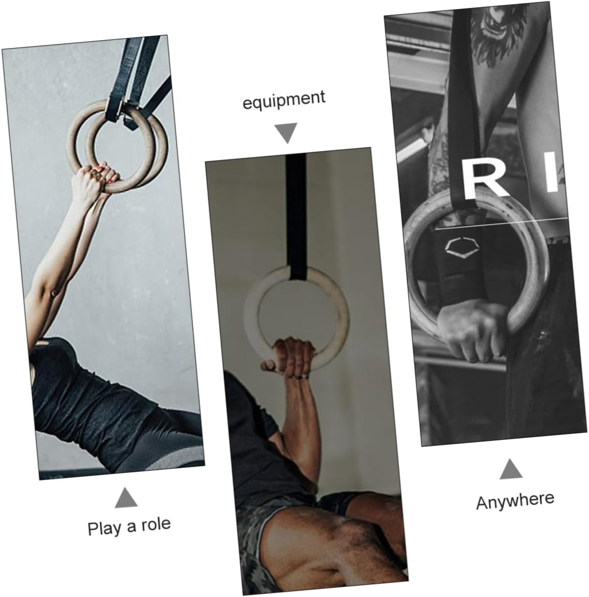 Birch Hanging Ring for Gymnastics Workout Rings Strength Training Supplies Heavy Duty Solid Wood Comfortable Grip