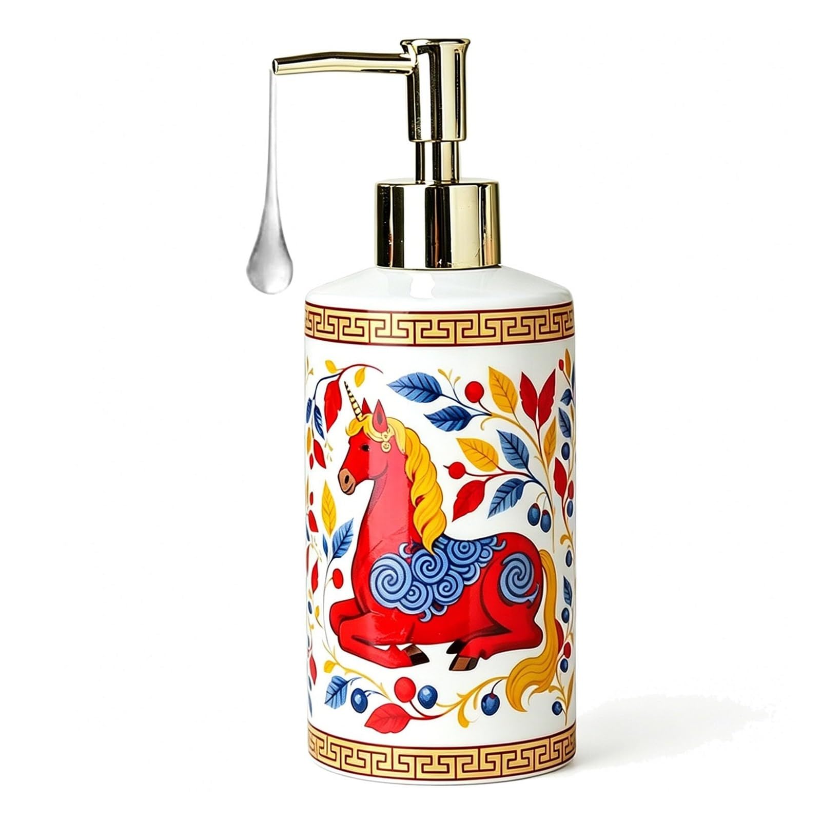 Friendshiphome A Dish Soap Dispenser Retro Horse Ceramic With Silver Pump Bathroom Stuff