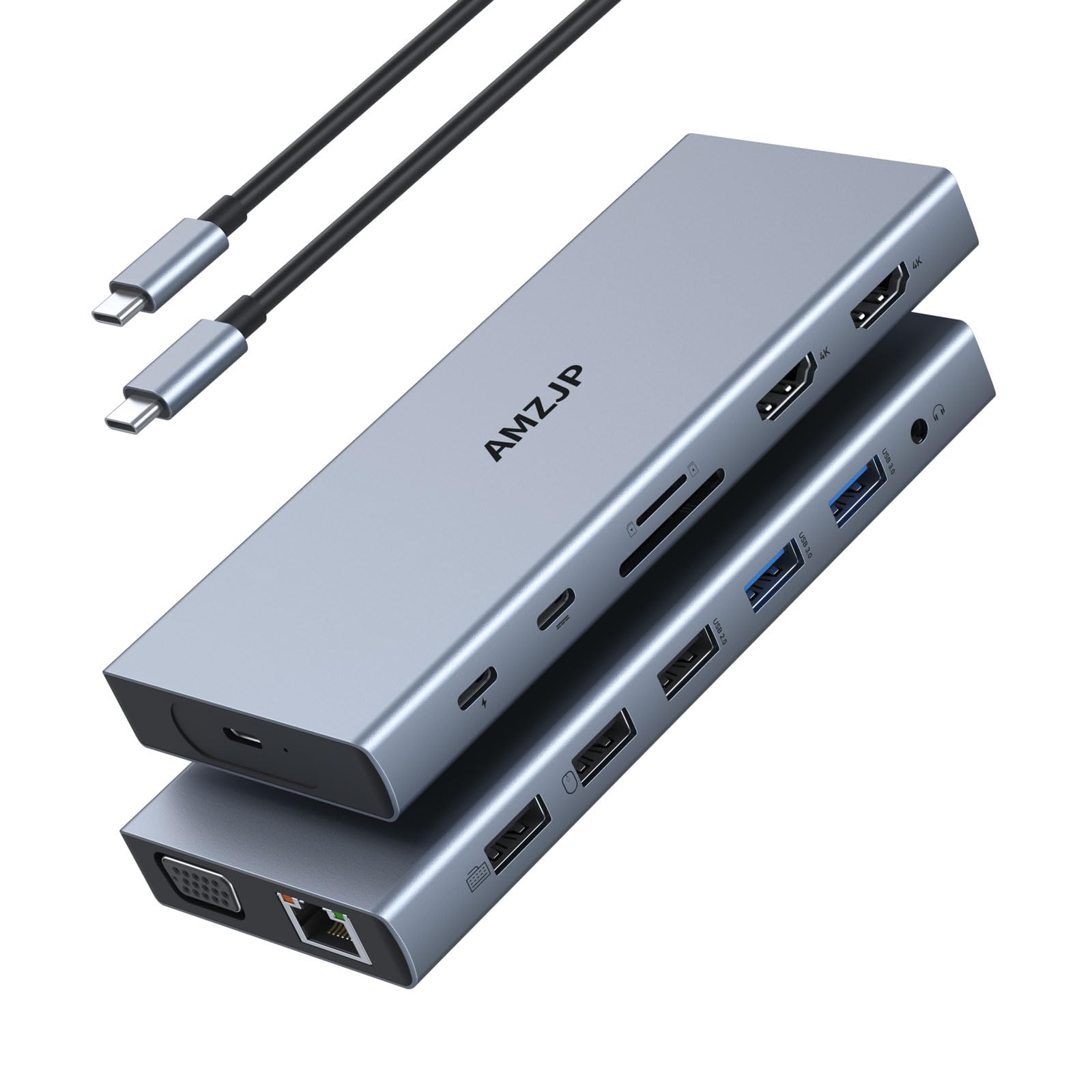 Docking Station USB-C 7 In 1 QUUGE Con Supporto Laptop - 2 HDMI 4K, Ethernet, USB 3.0, Ricarica 100W