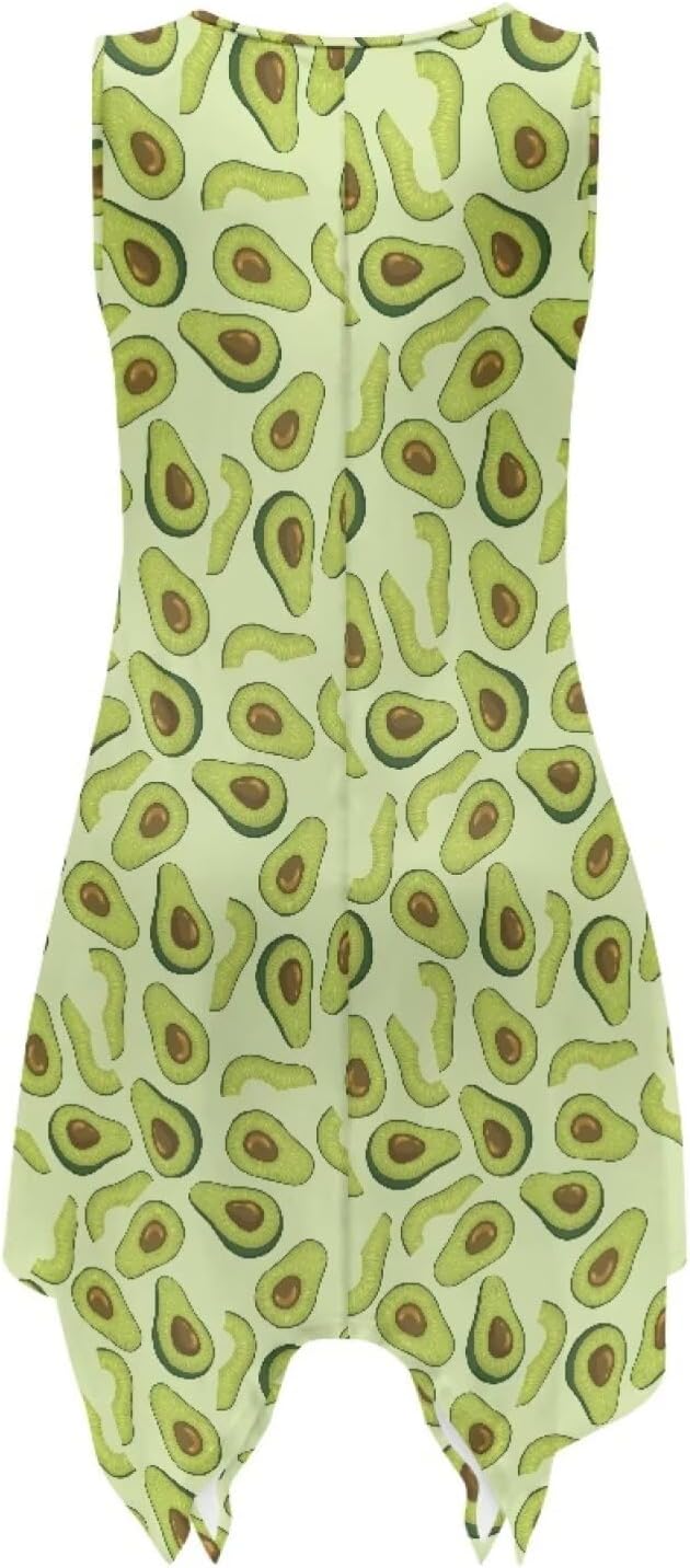 Beauty Collector Women Summer Tank Hankerchief Hem Tropical Vacation Beach Dress with Pockets
