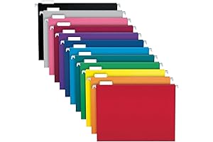 Amazon Basics Hanging File Folders - 50 Pack Letter Size Assorted Colors