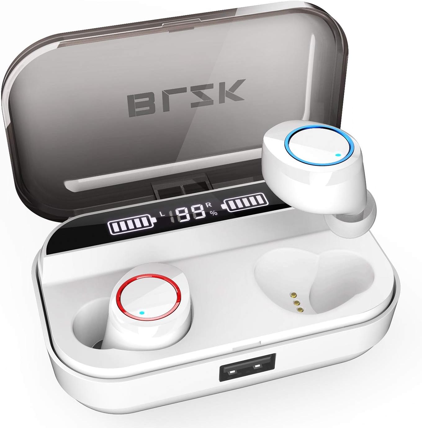 BLZK Wireless Earbuds Bluetooth 5.0 Auto Pairing .Bluetooth Headset Built-in HD Noise Reduction Mic .3D Stereo Sound Earbuds Bluetooth Wireless Waterproof Touch Control for (White)