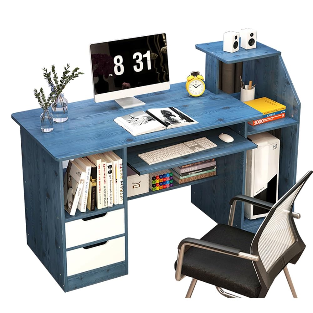 Bureau informatique gain de place avec tablette clavier et rangements