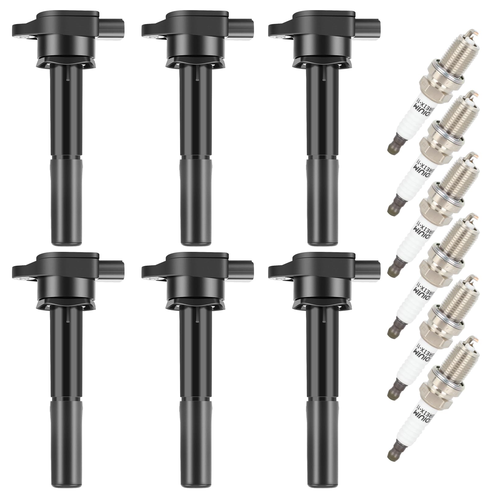 ECCPP Ignition Coil Coils&iridium Spark Plugs UF481 for Mitsubishi 2004 2005 2006 2007 2008 Endeavor and 2004 Galant V6 3.8L set of 6