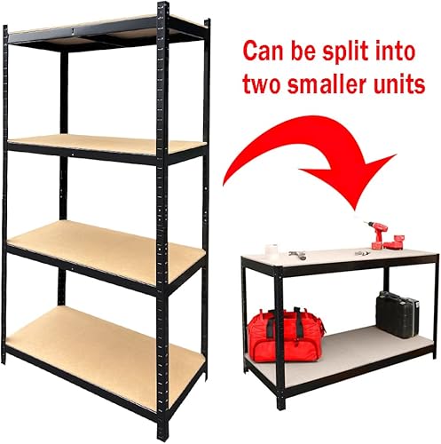 Miniatura 7 de AUTOFU Estantería  Estante industrial para garaje almacén oficina cobertizo de oficina estantes industriales estante de metal resistente estante sin