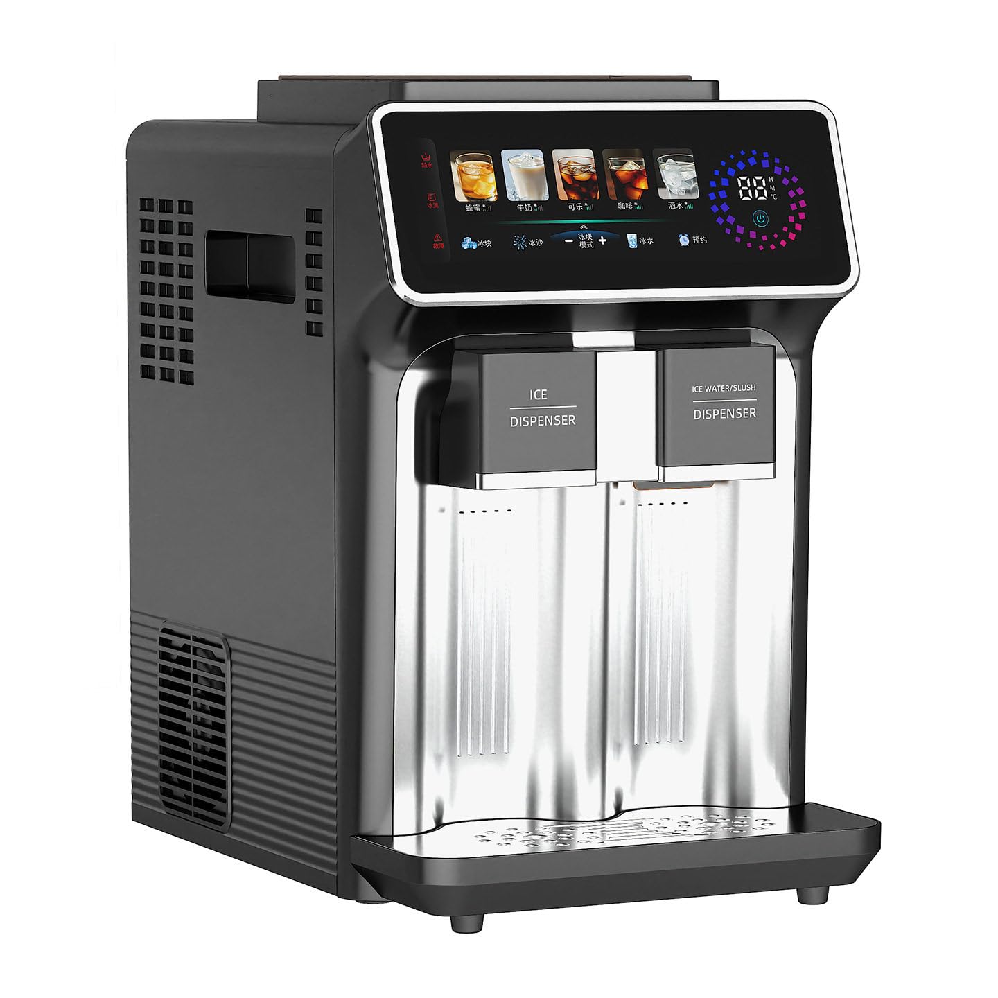 Ice Cube Maker Machine, 3-in-1 Water Dispenser with Ice Maker, Countertop Nugget Ice Machine with Bullet & Crushed Ice, 33 Lbs/24H, Automatic Ice Dispenser, 1.5L Water Tank, Touch Screen Black