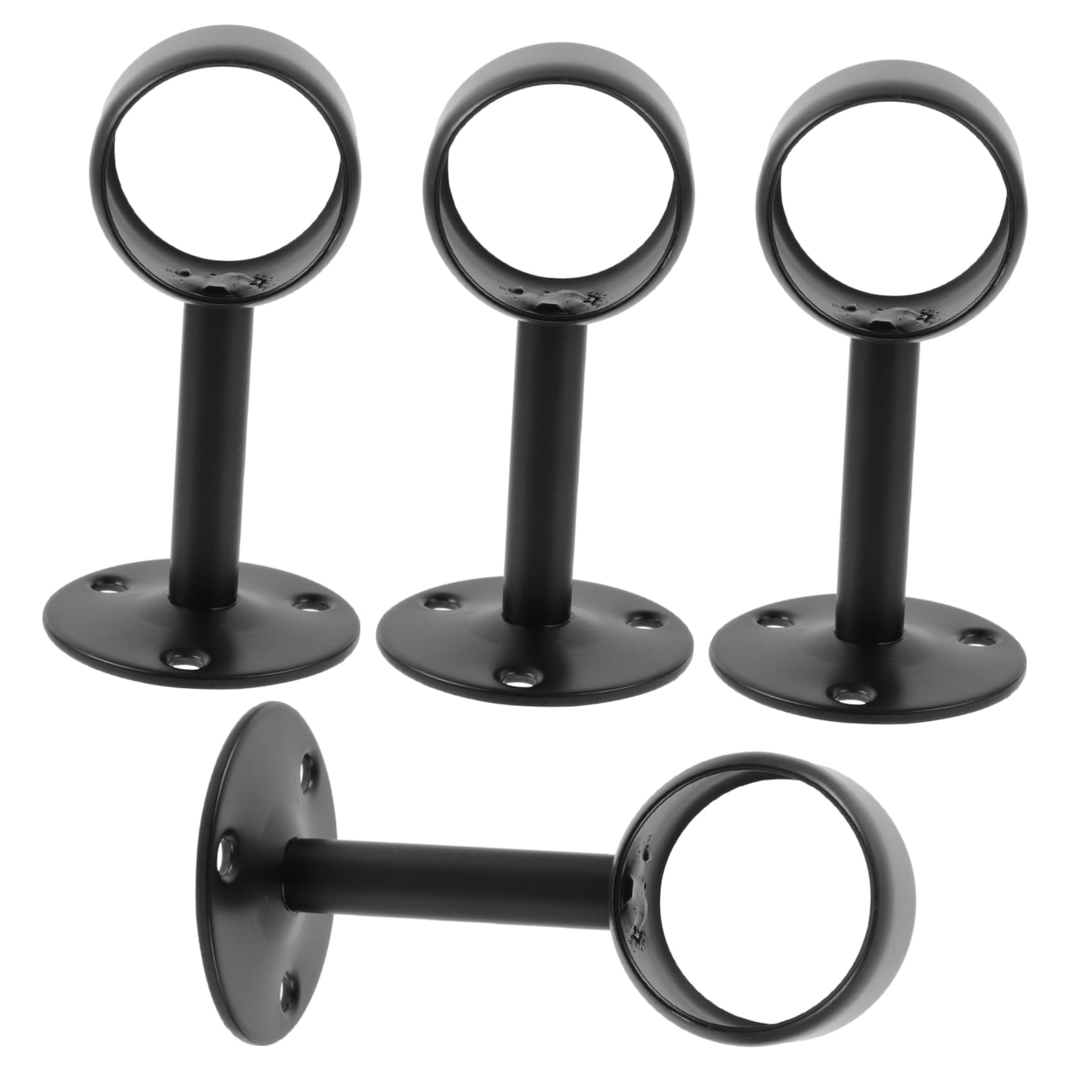 ULTECHNOVO 3 Ensembles Porte-Poteau De Placard Support Porte-Canne À Bride Cintres De Tringle À Rideau Accessoire De Salle De Bain Acier Inoxydable Black 4 Pièces * 3