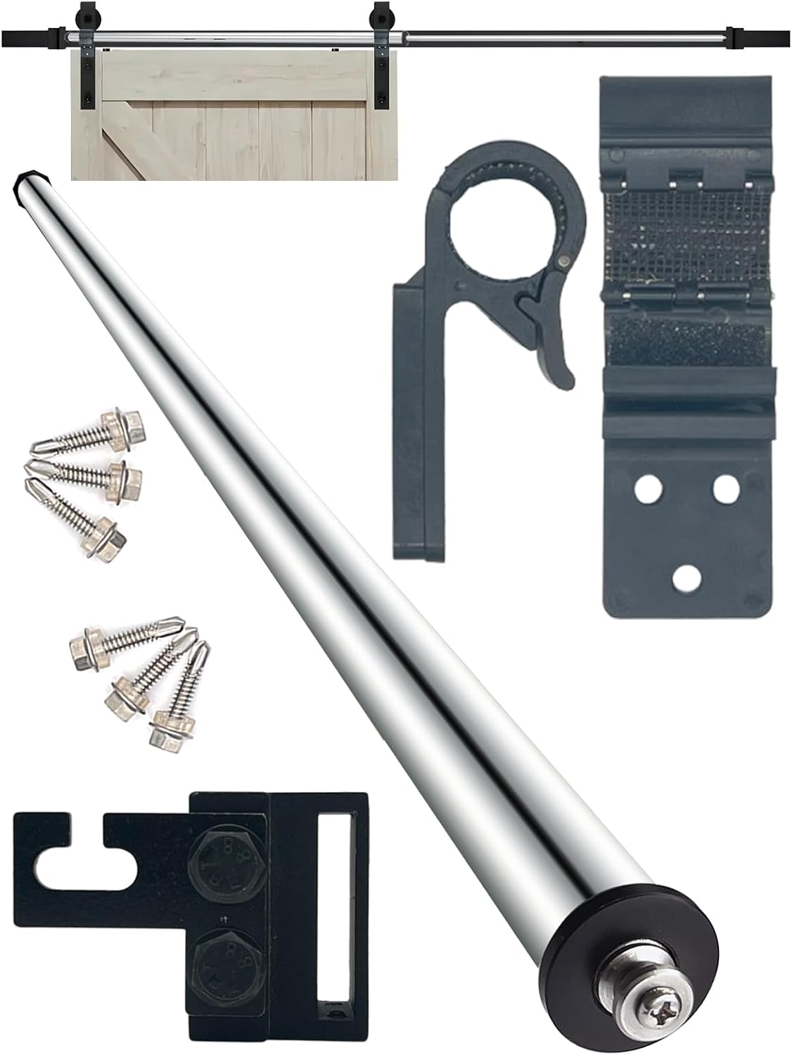 Barn Door Soft Close Kit, Automatic Barn Door Closer with Hold Open Design, Adjustable Speed and Tension Pneumatic Mechanism Self Close Hardware Kit for Sliding Barn Doors (M6 (90 cm))