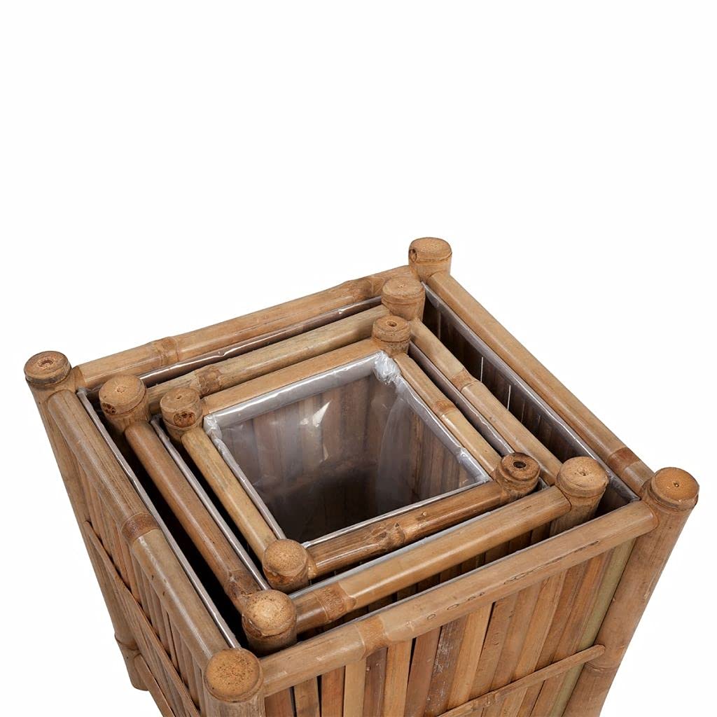 Arriate Alto de Jardín,Jardinera Rectangular,Huerto Urbano Exterior, Bambú, Marco para Huerto, Verduras Frutas Flores, 100 x 43 x 142 cm