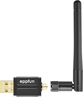 eppfun Long Range 100m USB Bluetooth Adapter for PC Laptop Desktop,Bluetooth 5.3 Dongle Receiver, Wireless Audio Adapter, Support Windows10/8.1, Compatible with Mouse Keyboard Headphones Printers