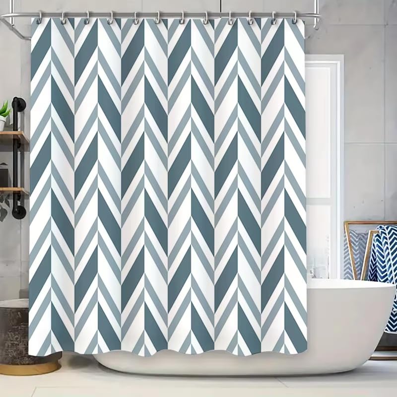 Rideau de douche 120x200 anti éclaboussures lavable et esthétique bleu gris