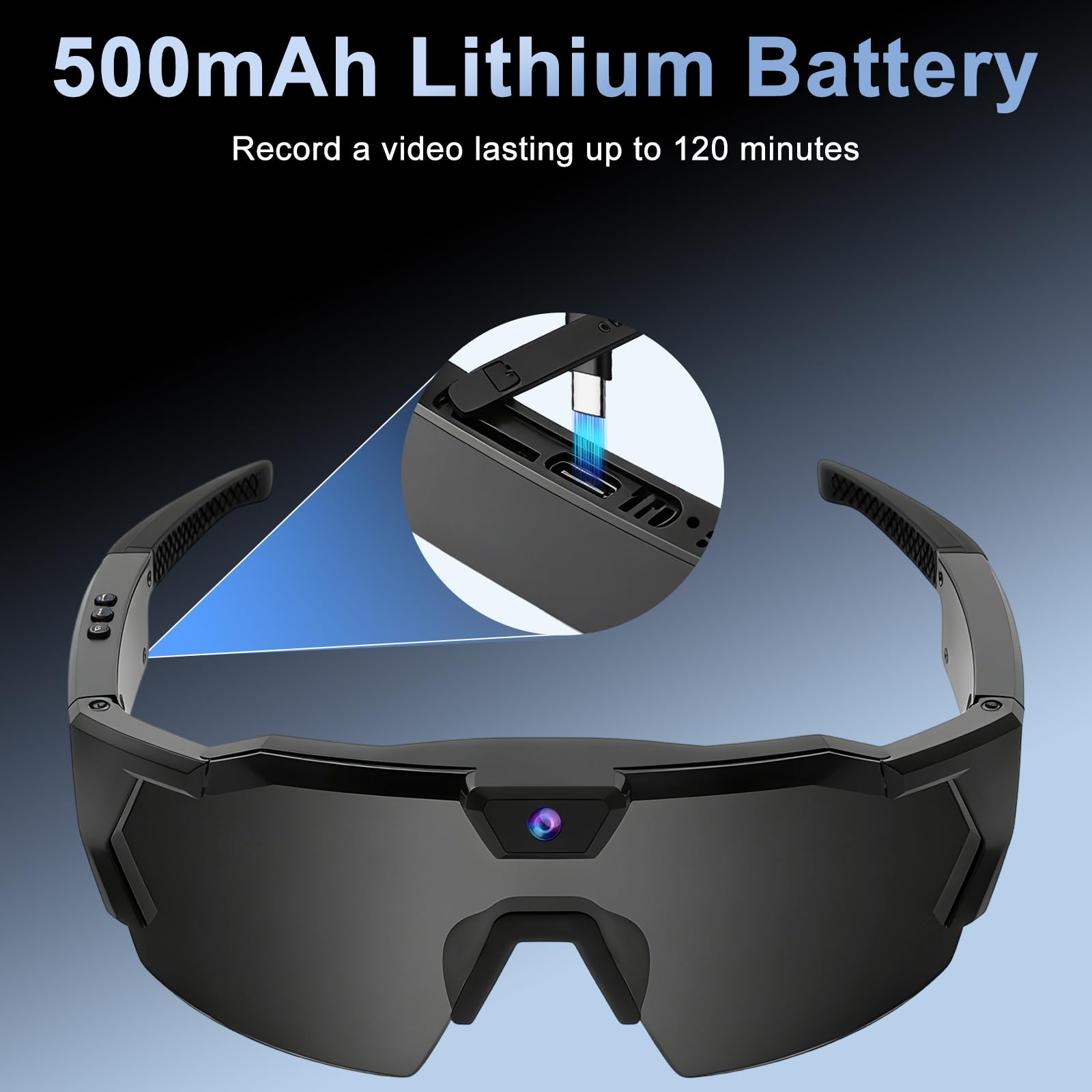 OBEST Gafas Inteligentes con 1080P Cámara, AI Gafas de Cámara WiFi HD, Solares Glasses Portátiles con Grabación de Vídeo y Micrófono, Acción Camara para Deporte Aire Libre Ciclismo/Esquí/Senderismo