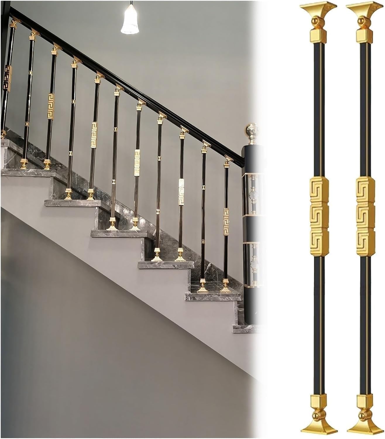 Garde-corps de pont style B avec supports réglables pour rénovation d'escalier intérieur 2X