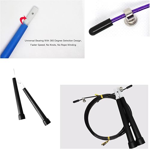 Miniatura 5 de 2 pares de asas de cuerda de salto de velocidad, agarre de repuesto con tornillo de montaje de cable, tapa de extremo de goma para saltar velocidad,