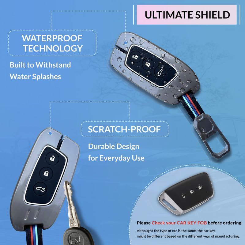 Image of NEODRIFT 'KeyShield' Car Key Cover for MG Hector (Shape 1, 03 Buttons) (360 Protection, Durable and Stylish)