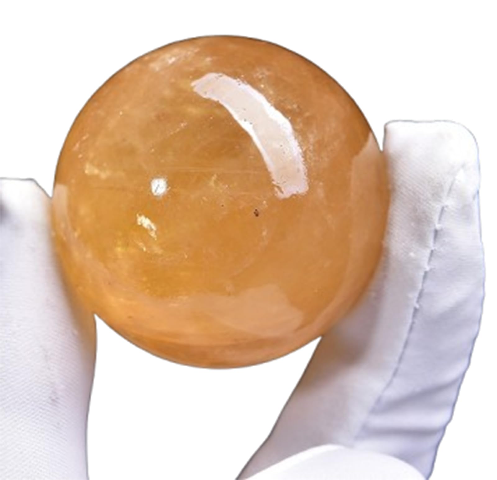 RVBLRDSE Citrine Crystal Sphere Ball Feng Shui Ornament Yellow Iceland Spar for Magic/Photography/FengShui/Witchy Gifts/Halloween Décor,14cm Gemstone Stone