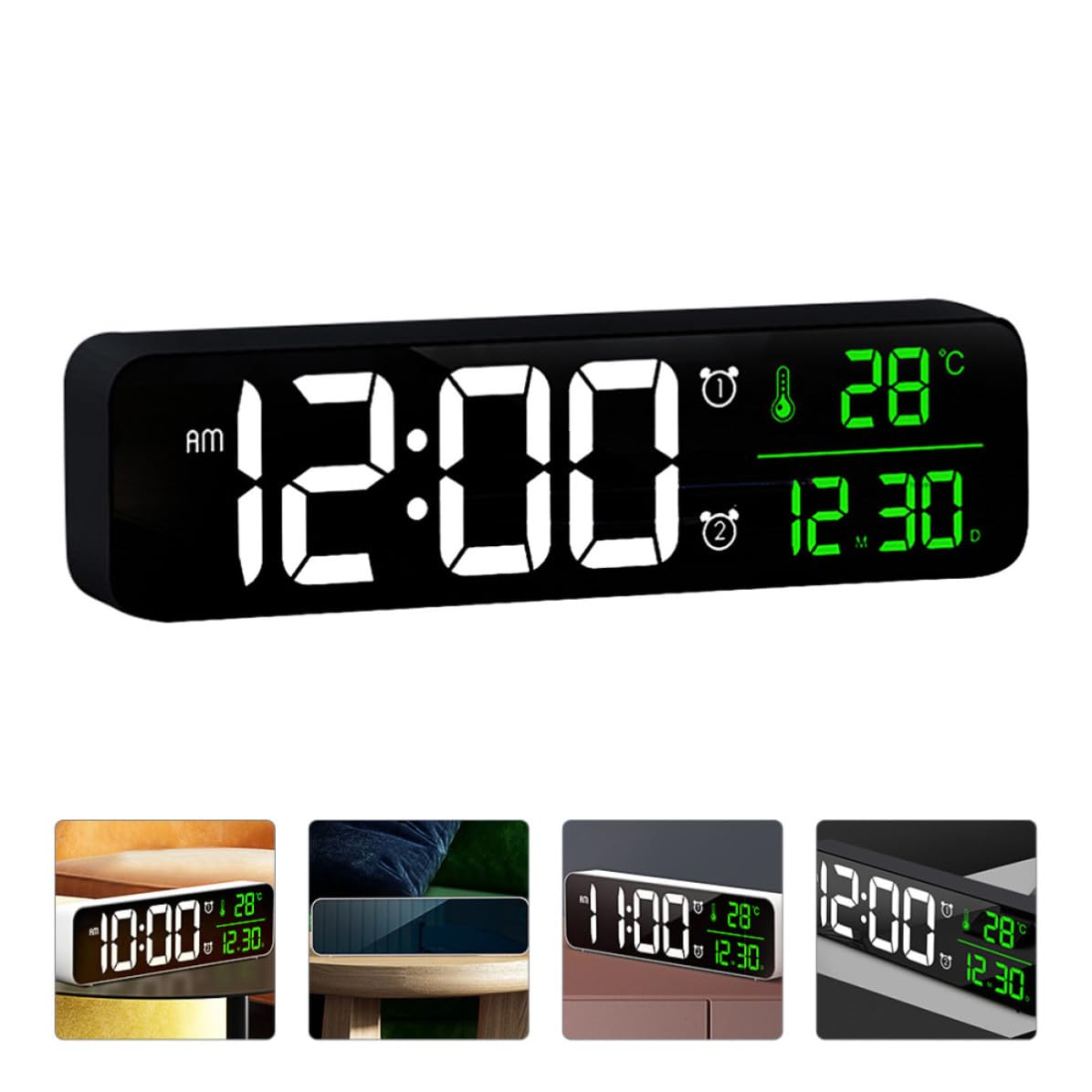 Kichvoe Reloj Despertador LED Grande Fecha, Hora y Alarma Musical