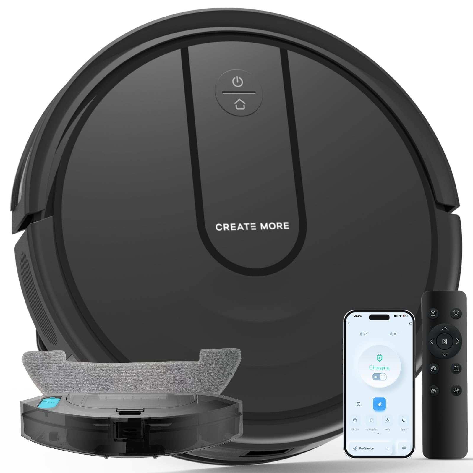 Robot Vacuum and Mop Combo, Robotic Vacuum with 5000Pa, Schedule, 4 in 1 Robotic Vacuum Cleaner, Quiet Slim,Self-Charging,Wi-Fi/Voice/App,Perfect for Pet/Hard Floors,/Carpet