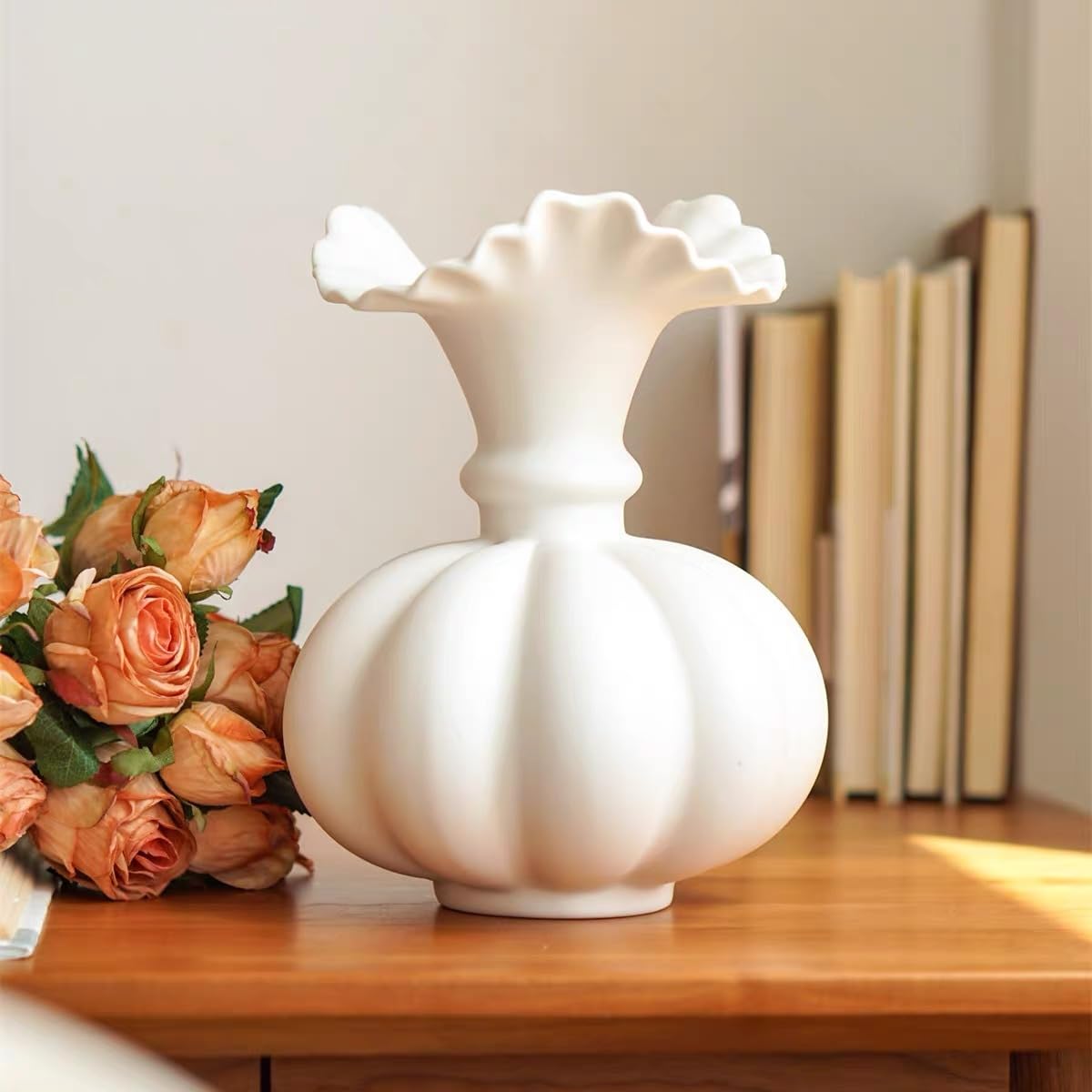 Vaso Fiori in Ceramica Zucca Fioriera Arredamento Di Decorazioni