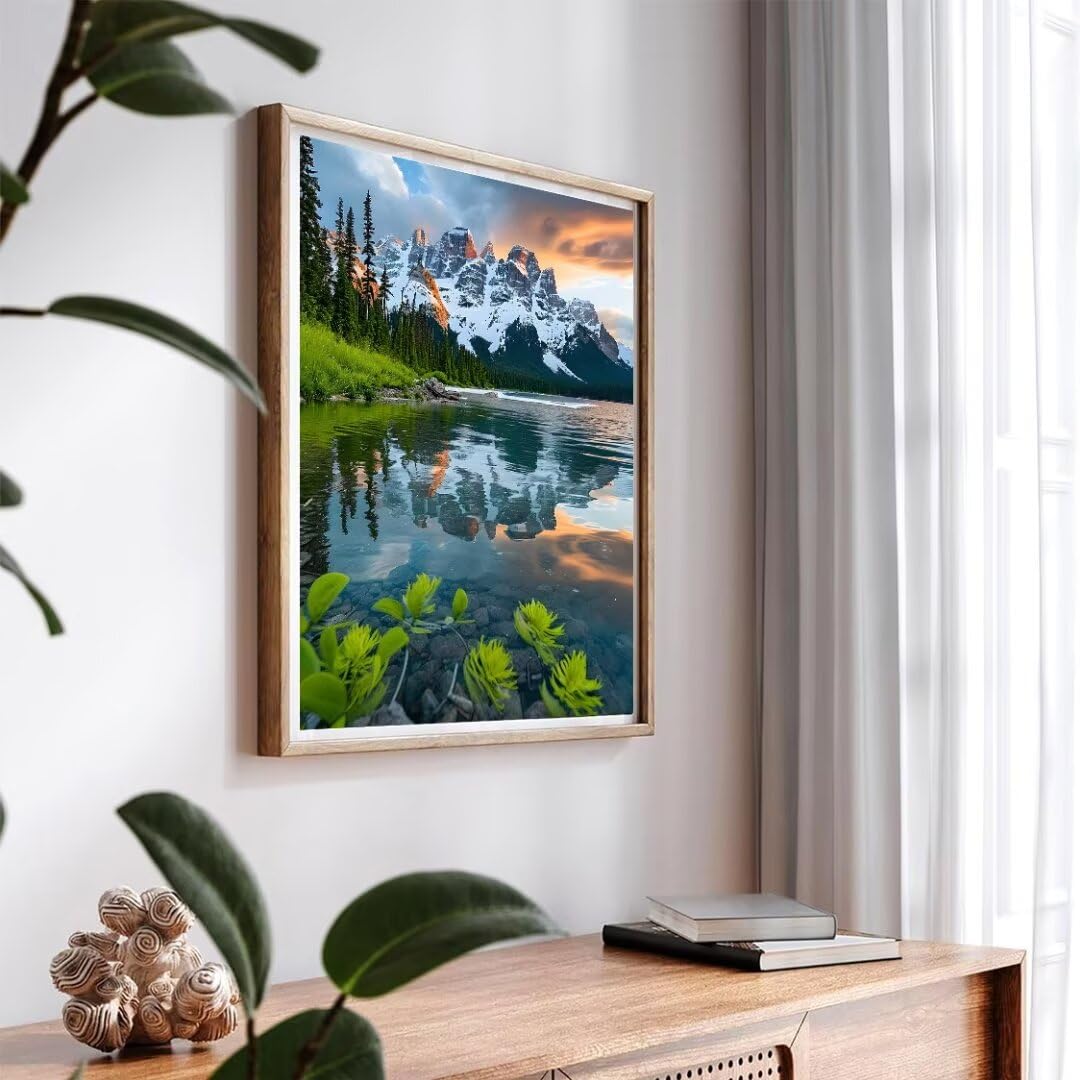 Pintura por Numeros Lago de montaña nevada Pintar por Numeros Adultos Niños, DIY Paint by Number Kit con Pinceles y Pinturas Acrilicos, Cuadros por Numeros, Decoración para el Hogar 100x70cm w-4816