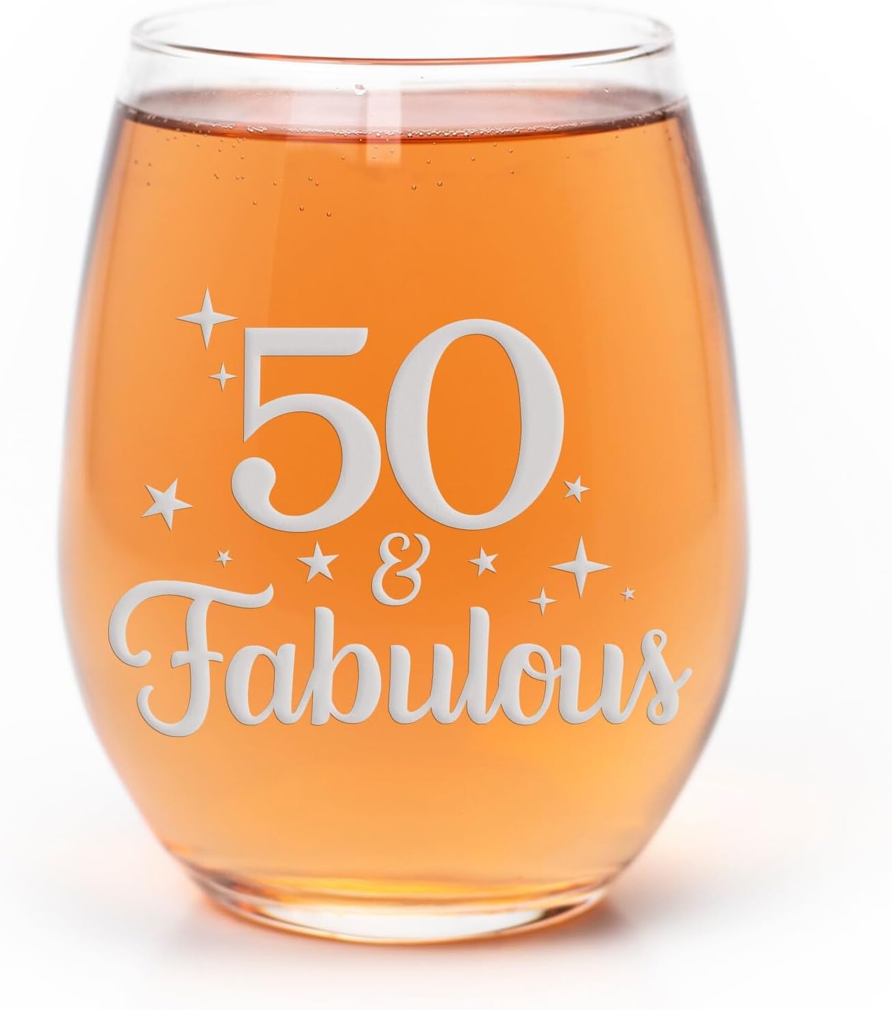 50th Birthday Stemless Wine Glass - Perfect Fiftieth Bday Gift - 2 Glasses